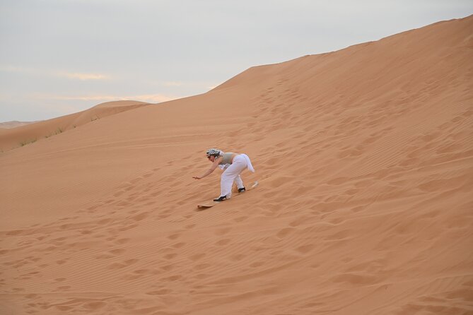 4 Hour Morning Desert Safari with Camel Ride & Sand Boarding - Sandboarding with a view
