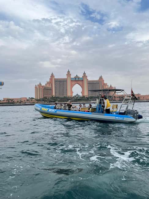 45-Min Boat Thrill: Burj Al Arab, Burj Khalifa & Ice Cream - The first photo stop at Burj Al Arab