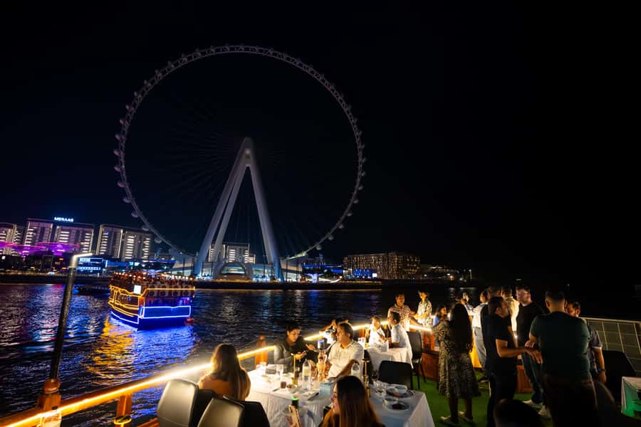 Best 5-Star Dhow Dinner Cruise Dubai Marina Jack Sparrow - Bluewaters, JBR, and Ain Dubai
