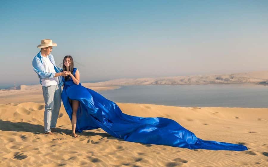 Doha: Desert Safari, Adventure, Sandboarding and Camel Ride - The Inland Sea at sunset