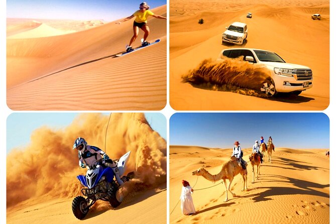 Doha: Desert Safari, Sand Boarding, Camel Ride & Inland Sea Tour - Sealine Beach: tea, camels, and the start of the sand