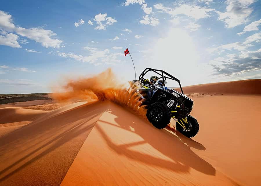 Doha: Desert Safari with Quad Bike, Sandboard & Camel Ride - Quad biking on marked desert tracks