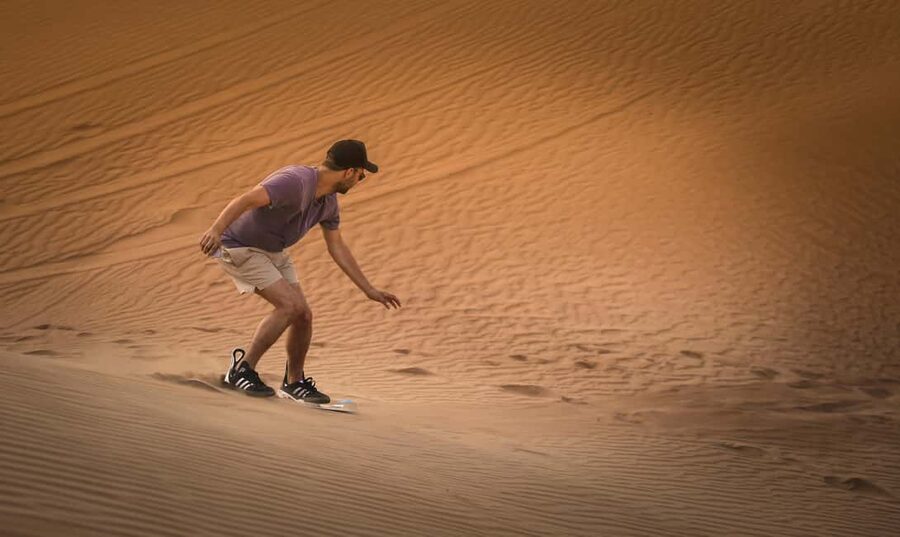 Doha: Sunset Desert Safari, ATV, Camel Ride and Sandboarding - Sandboarding gives you a second kind of thrill