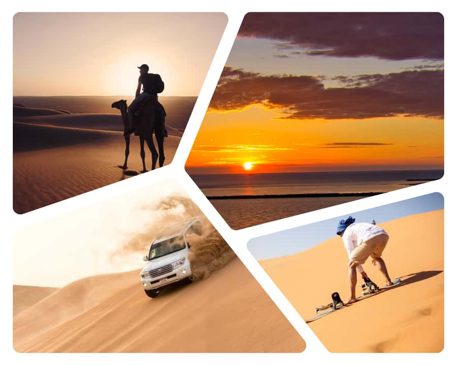 Doha: Sunset Safari, Dune Bashing, Sandboarding & Camel Ride - Pickup from Doha and the ride south