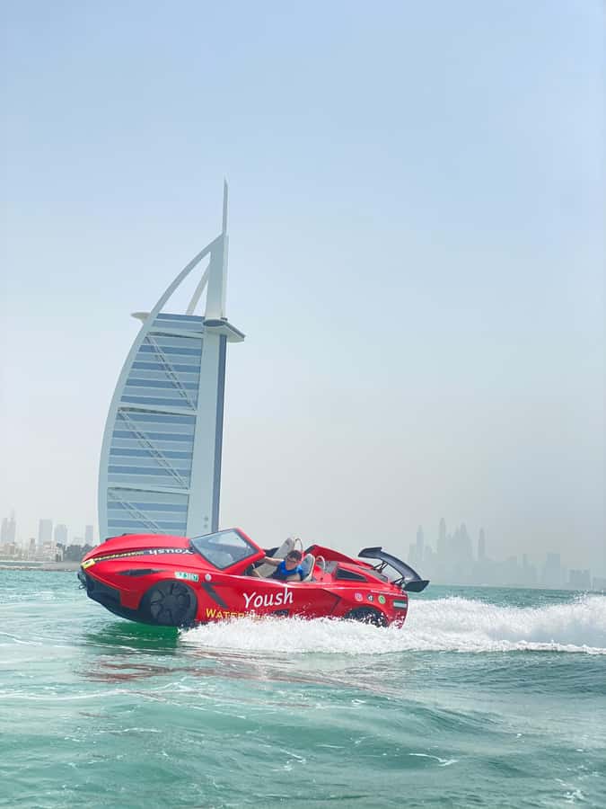 Dubai: 30-Minute Jet Car Tour of Burj Al Arab with Ice Cream - Through the marina toward Dubai’s famous sail