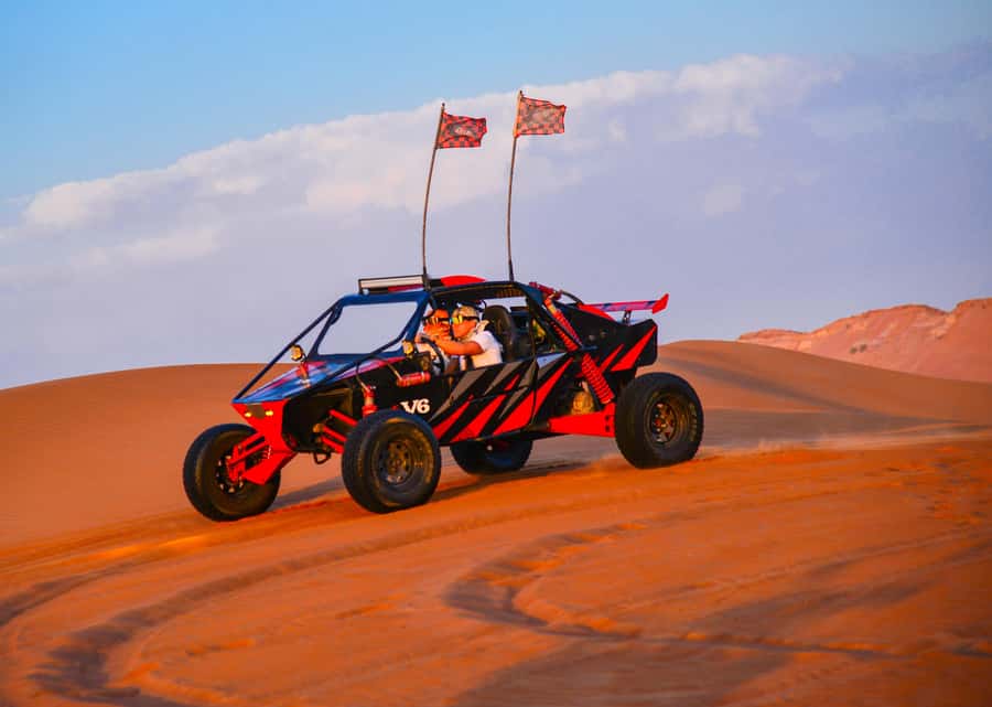 Dubai: 3000cc V6 Dune Buggy & Sandboarding -Private Tour - Arriving at the Lahbab Red Dunes