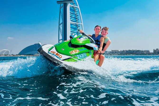 Dubai: 30min Jet Ski: Burj Al Arab w Pics, Videos, free Ice Cream - Cruising past Burj Al Arab and Jumeirah Beach Hotel