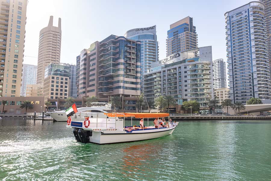 Dubai: Abra Boat Tour in Dubai Marina, Ain Dubai, JBR - Jumeirah Beach Residence from the sea
