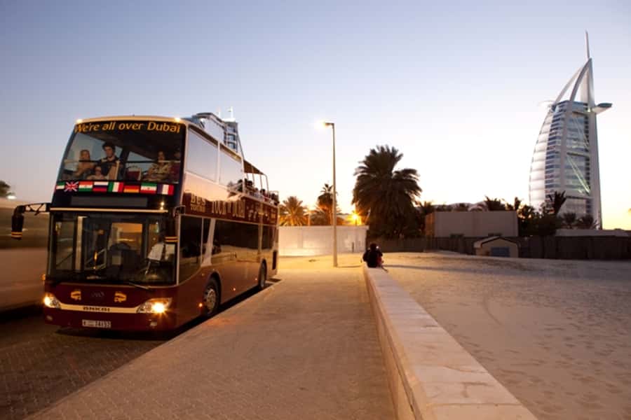 Dubai: Big Bus Panoramic Night Tour & Optional Dinner Cruise - Commentary, sound, and the upper deck