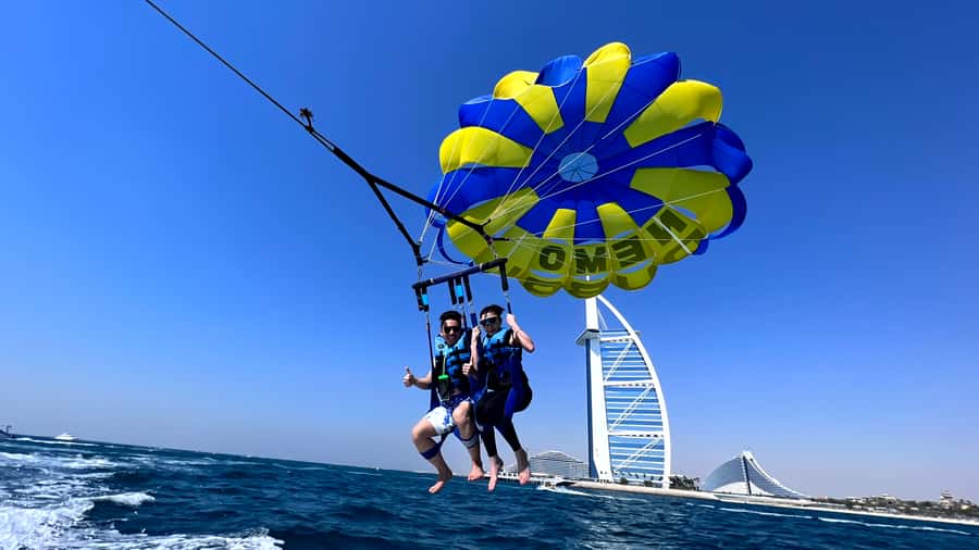 Dubai: Burj Al Arab Parasailing, Ice Cream, Pics, and Videos - The boat ride and safety briefing