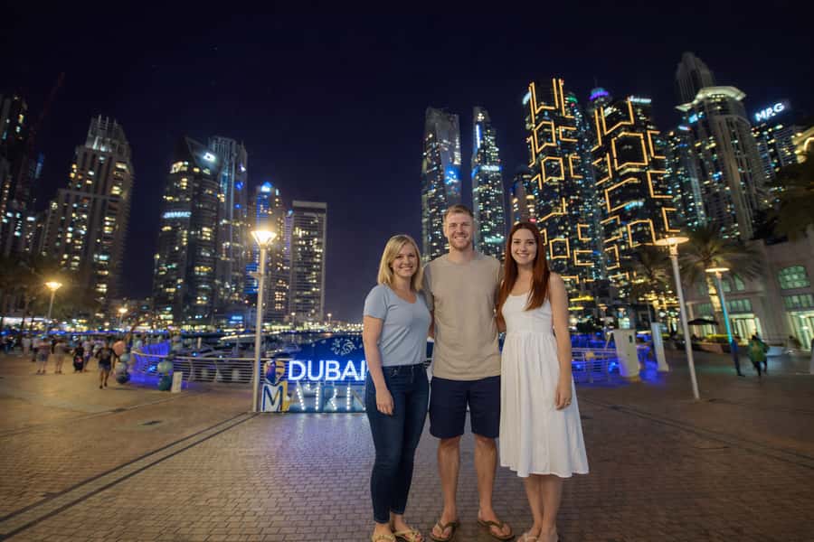 Dubai by Night with Burj Khalifa Entrance Ticket - Dubai Marina: towers and yachts in one frame