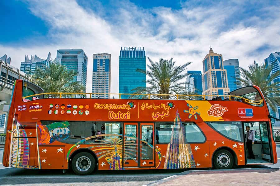 Dubai: City Sightseeing HOHO Bus Tour + Sunset & Night Tour - The blue route to the Marina and Palm