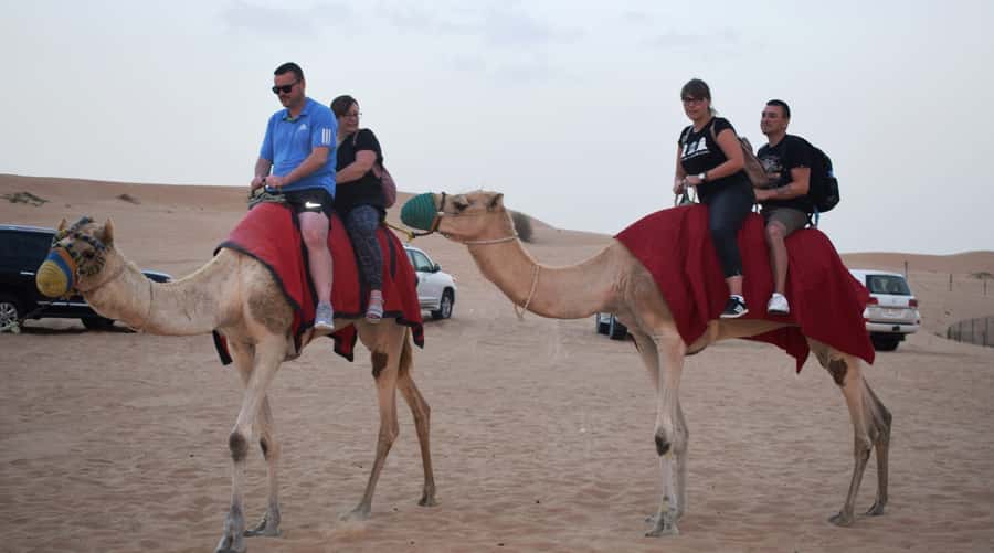 Dubai Desert Safari, Quad Biking, Camel Ride, & Sandboarding - Arabic coffee, dates, henna, and a falcon photo