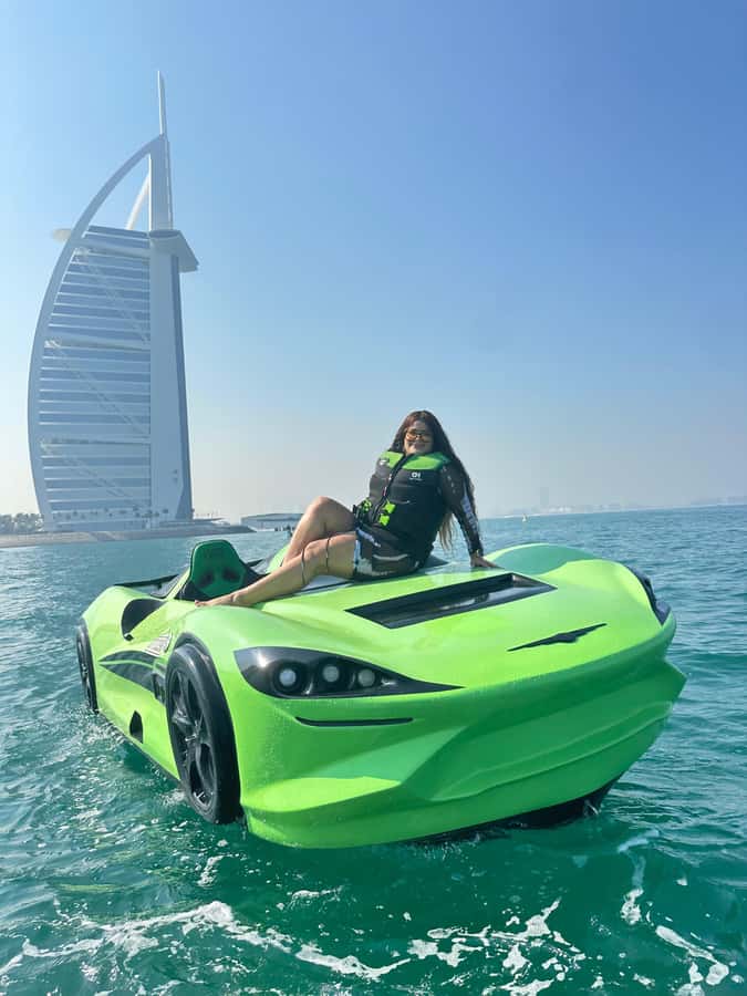 Dubai: Dubai Marina Jetcar Ride - Burj Al Arab: the first big photo stop