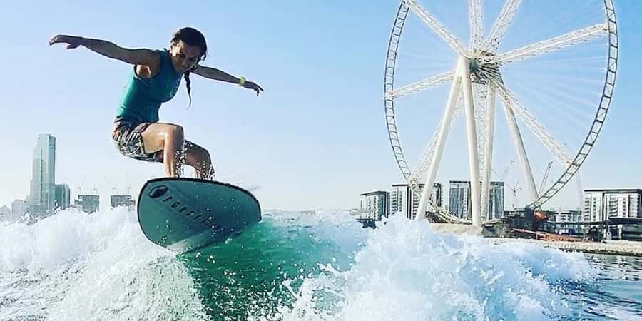 Dubai: Dubai Marina Wakesurfing or Wakeboarding Experience - The main ride beside the skyline