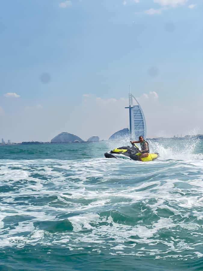 Dubai East: Guided JetsKi Ride with Sound System! - Jumeirah Beach Residence from the water