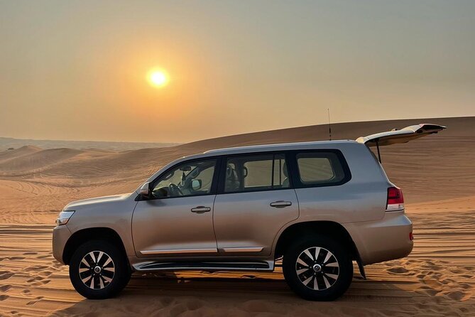 Dubai Evening Desert Safari With Transfers Dune Bashing & Dinner - Belly dance, Tanoura, fire, and Arabic music