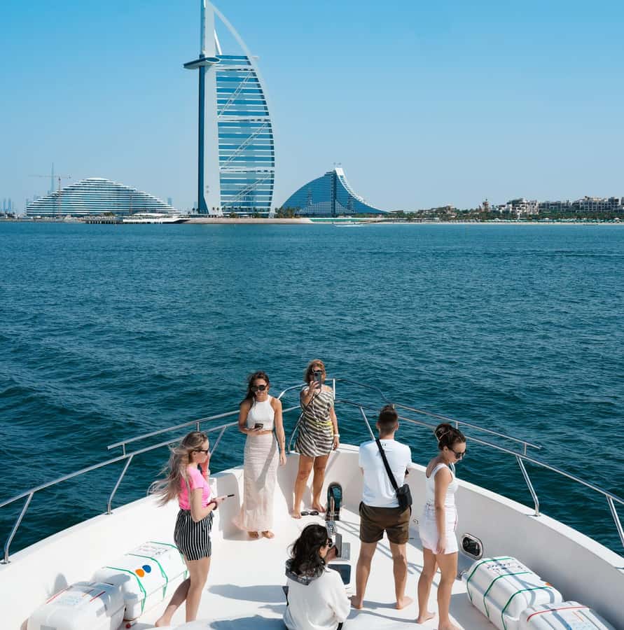Dubai Harbor: Luxury Yacht Tour with BBQ Options - The longer route toward Burj Al Arab