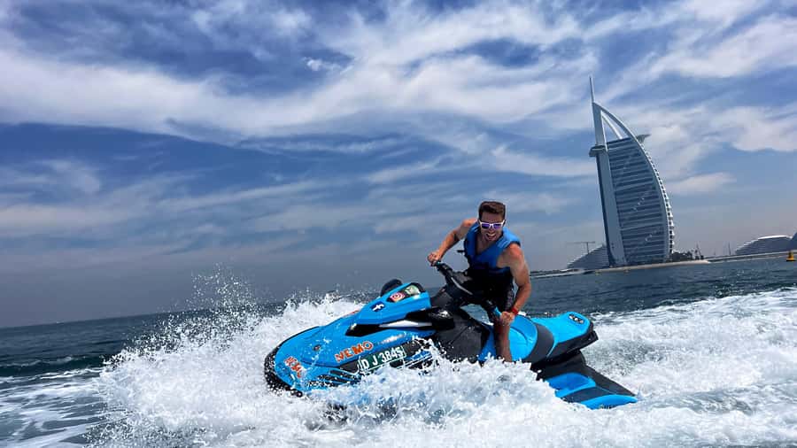 Dubai Jet Ski: Burj Khalifa, Burj Al Arab, Pics & Ice Cream! - Jumeirah Beach, Atlantis The Royal, and the skyline