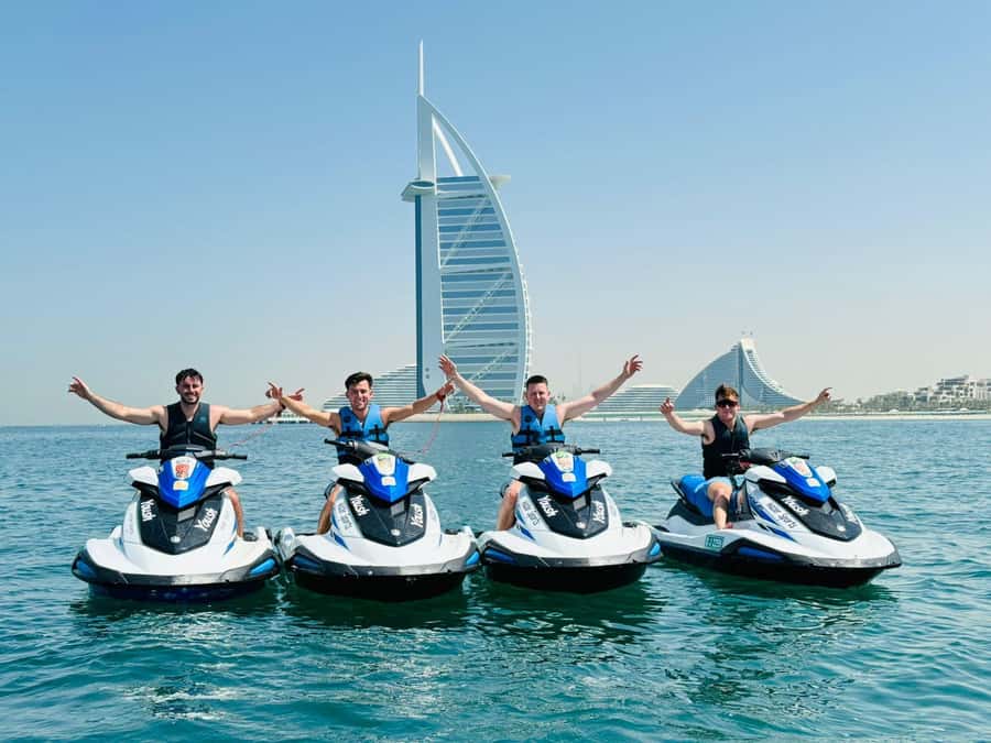 Dubai: Jet Ski Tour of Burj Al Arab & Atlantis the Palm - The return run toward Marina and Burj Khalifa