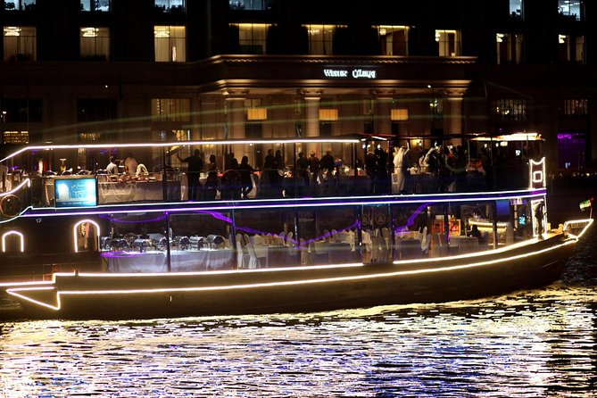 Dubai Luxury Canal Dinner Cruise with Optional Transfer - Dinner, drinks, and live music