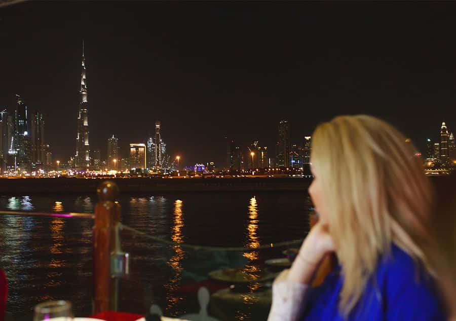 Dubai: Luxury Canal Dinner Cruise with Optional Transfers - Saxophone music and the evening mood
