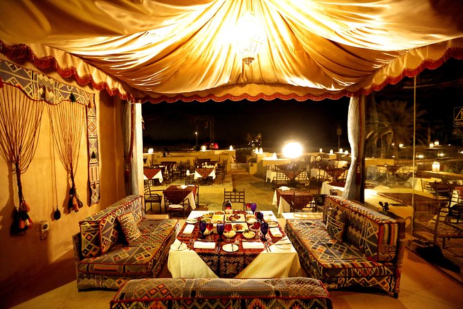 Dubai: Luxury Desert Fortress Dinner, Camel Ride & Live Shows - Belly Dancing, Tanoura, Music, and Fire