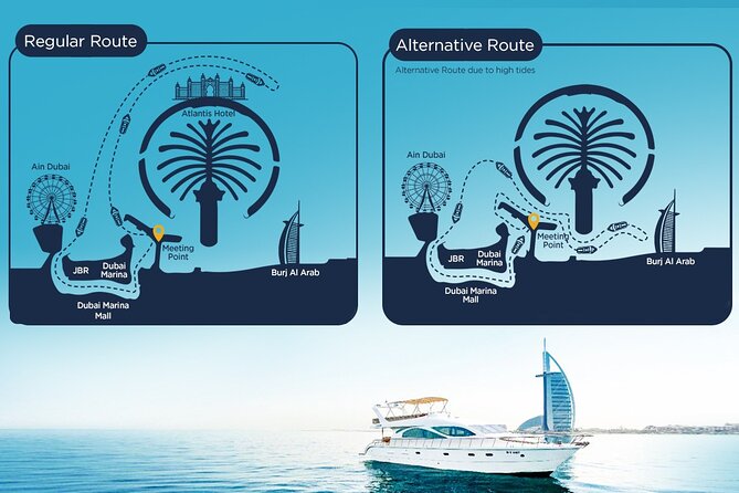 Dubai Marina 2 Hour Sunset Yacht Tour with Alcoholic Drinks - Burj Al Arab and route changes