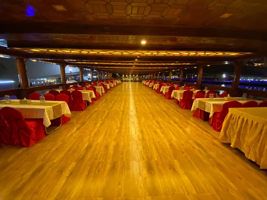 Dubai Marina: Dinner Cruise in a Traditional Boat - Dubai Marina after dark, seen from the Ocean Empress