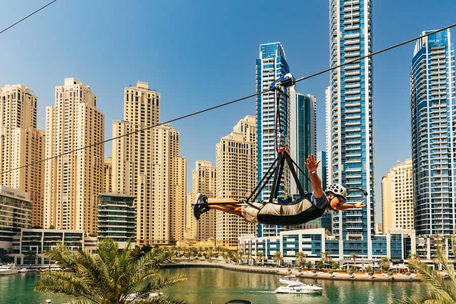 Dubai: Marina Ziplining with Photos, Video and Meal - Flying Superman-style across the marina