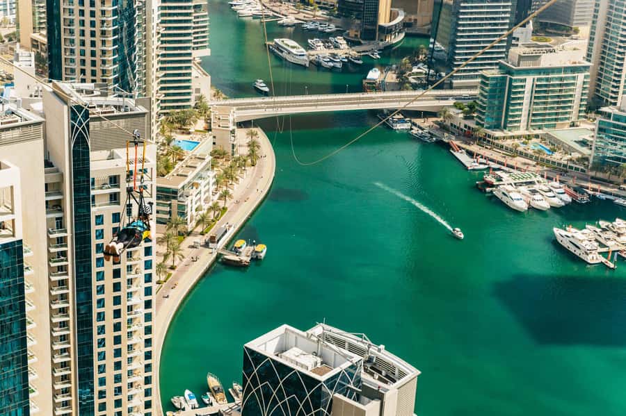 Dubai: Marina Ziplining with Photos, Video and Meal - Riding beside a friend