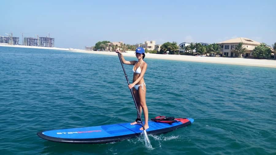 Dubai: Palm Jumeirah Paddle Boarding Tour - What the Palm looks like from a paddle board