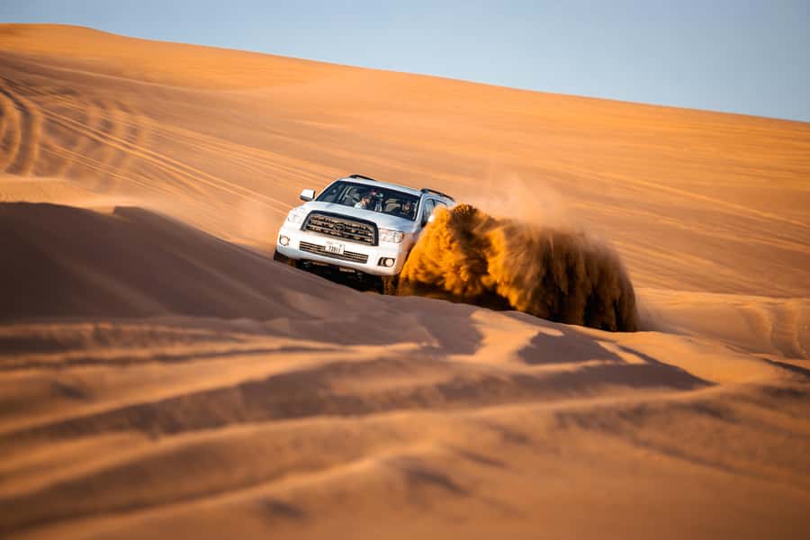 Dubai: Premium Red Dune Safari with Sandboarding & BBQ - The drive to Lahbab and the 40-minute dune run