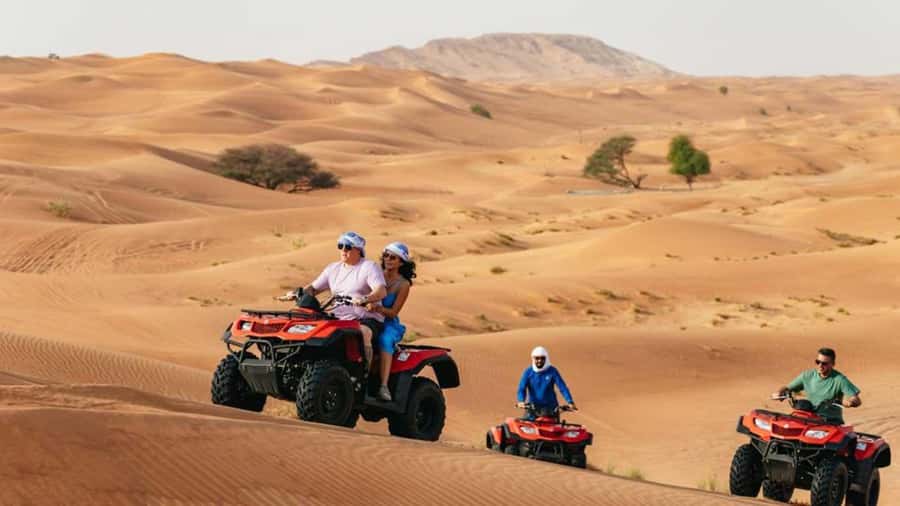 Dubai: Quad & ATV Bike, Red Dune Desert and Safari Adventure - Getting ready for the one-hour quad-bike ride