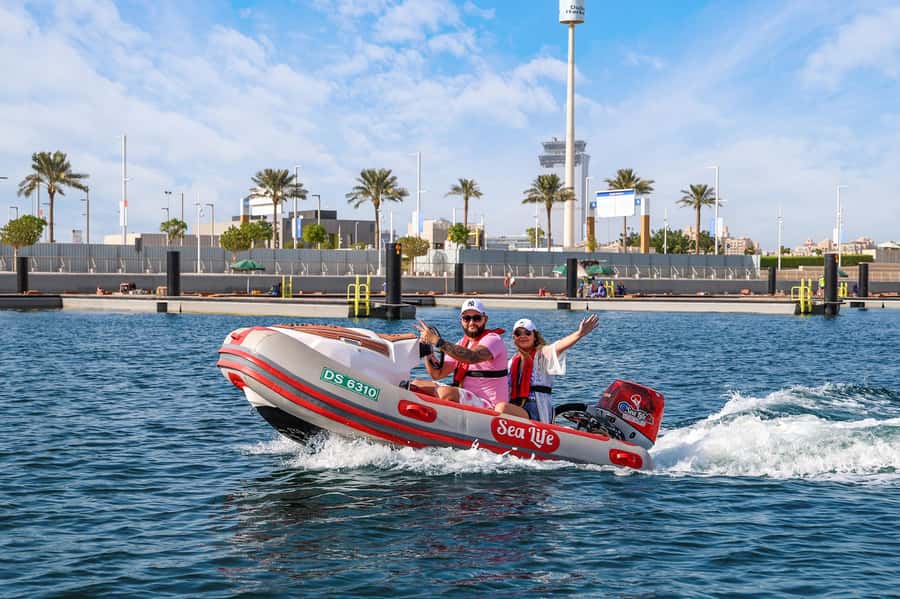 Dubai: Self-Drive Boat Experience for 1 or 2 People - Ain Dubai and the view toward Bluewaters