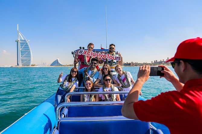 Dubai Speedboat Tour, Marina, Atlantis, Palm & Burj Al Arab - Palm Lagoon and the hotel-lined shore