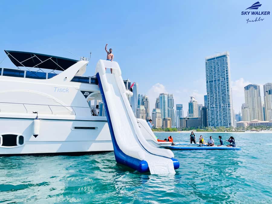 Dubai: Yacht Cruise with Swimming, Snorkeling and BBQ Lunch - Leaving Dubai Harbour near Gate 7-BA