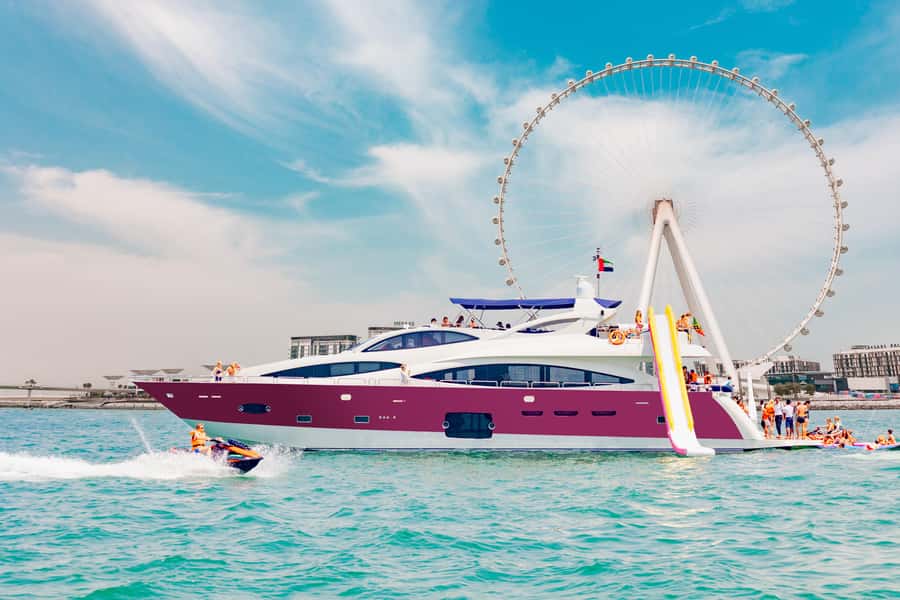 Dubai: Yacht Cruise with Swimming, Snorkeling and BBQ Lunch - Dubai Marina from the water