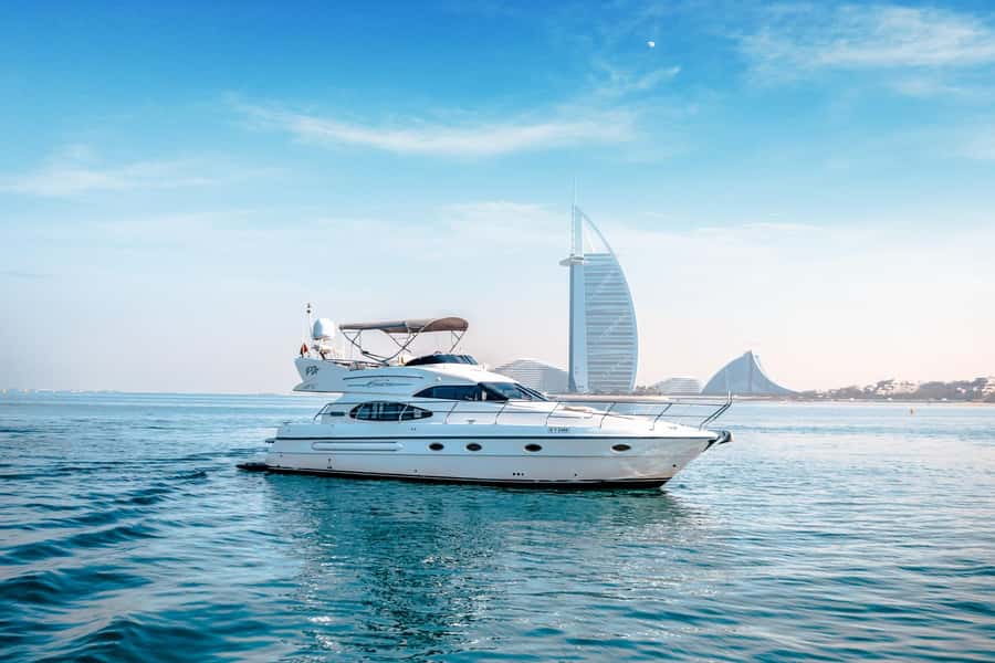 Dubai Yacht Tour - Boat Trip upto 12 guests Private event - Marina Canal and JBR on the one-hour route