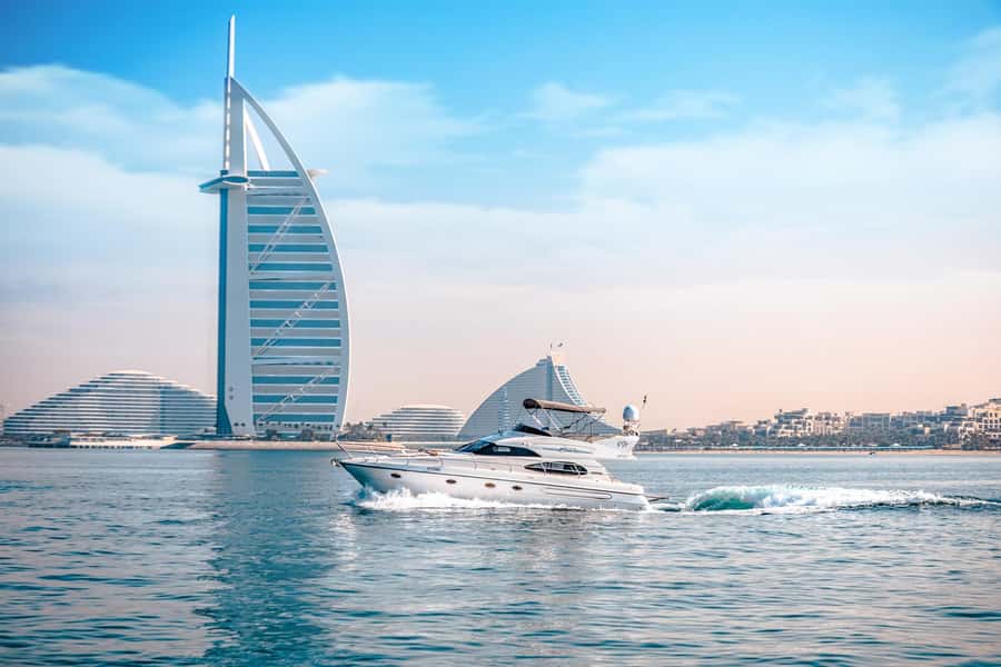 Dubai Yacht Tour - Boat Trip upto 12 guests Private event - Palm Jumeirah and Atlantis on a longer cruise