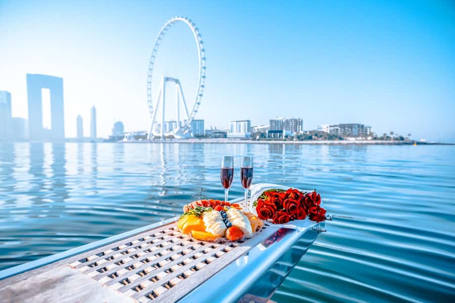 Dubai Yacht Tour - Boat Trip upto 12 guests Private event - Umm Suqeim and the Burj Al Arab view