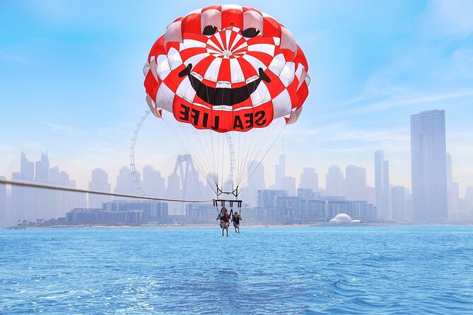 Parasailing in Dubai with Palm Jumeirah and JBR Beach views - What the 15-minute flight feels like