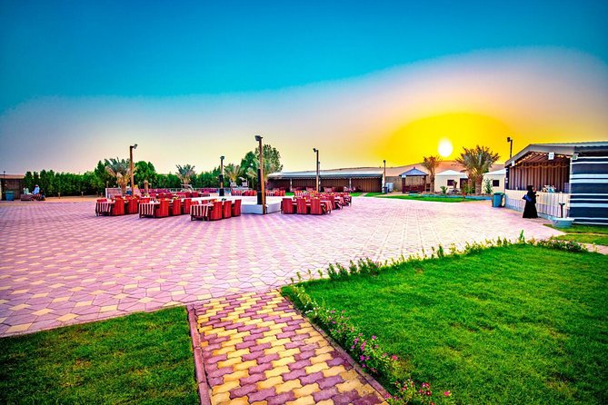Premium Desert Safari Sharing Transfer with 5<em> Unlimited Buffet – Key points to know before booking’ /></p>
<ul>
<li><strong>Dune bashing lasts about 25 to 30 minutes</strong>, with a sunset photo stop in the red dunes.</li>
<li><strong>The camel ride is brief</strong>, with five minutes listed as the free ride and longer rides charged separately.</li>
<li><strong>A Land Cruiser carries up to six people</strong>, but seating is shared and cannot be reserved by position.</li>
<li><strong>Dinner includes vegetarian and non-vegetarian choices</strong>, Arabic coffee, tea, dates, water, soft drinks, and an unlimited buffet.</li>
<li><strong>Entertainment usually includes six live shows</strong>, though the program can change during Ramadan.</li>
<li><strong>Quad biking, shisha, alcohol, and table service are extra</strong>, not part of the advertised package.</li>
</ul>
<h2>From Dubai streets to the red dunes of Al Lahbab</h2>
<p> Unlimited Buffet – From Dubai streets to the red dunes of Al Lahbab’ /></p>
<p><p>Pickup begins around 4:00 p.m., although the actual collection time can vary with hotel location and the day’s shared route. You may be collected from a Dubai hotel, private rental, or port, then placed in a shared Land Cruiser with a maximum capacity of six people.</p>
</p>
<p><p>That shared arrangement keeps the $70 price reasonable, but it is the source of one of the tour’s biggest practical drawbacks. A vehicle may collect several parties before heading out of the city. Some rides have taken much longer than expected because of widely spaced pickups, with one reported transfer lasting about two hours.</p>
</p>
<p><p>I would not book this trip on a tight schedule. Leave the afternoon open, and do not plan an important dinner reservation immediately after the return. The full experience lasts about seven hours, though the main desert activities and camp visit may take closer to six hours on some departures.</p>
</p>
<p><p>The road journey itself is not the attraction. The payoff comes when the urban view disappears and the pale sand turns red. Al Lahbab is known for its striking dunes, and the color becomes especially appealing near sunset.</p>
</p>
<div class="twil" style="margin: 20px 0; padding: 15px 0;"><p>More Desert Safaris in Dubai</p><ul style="margin: 10px 0; padding-left: 0; list-style: none;"><li style="margin: 0 0 12px 0; padding: 0 0 12px 0; border-bottom: 1px solid #DEE5F3; line-height: 1.4;"><a href="https://middleeasttravelguide.com/dubai-desert-safari-quad-bike-camel-ride-al-khayma-camp/">Dubai: Desert Safari, Quad Bike, Camel Ride & Al Khayma Camp</a><br><span style="font-size: 0.82em; color: #555;"><span style="color: #F5A312;">★</span> 4.9 &nbsp;&middot;&nbsp; 68,962 reviews</span></li><li style="margin: 0 0 12px 0; padding: 0 0 12px 0; border-bottom: 1px solid #DEE5F3; line-height: 1.4;"><a href="https://middleeasttravelguide.com/dubai-desert-safari-quad-bike-camel-ride-and-sandboarding/">Dubai: Desert Safari, Quad Bike, Camel Ride and Sandboarding</a><br><span style="font-size: 0.82em; color: #555;"><span style="color: #F5A312;">★</span> 4.9 &nbsp;&middot;&nbsp; 43,505 reviews</span></li><li style="margin: 0; padding: 0; border-bottom: none; line-height: 1.4;"><a href="https://middleeasttravelguide.com/dubai-red-dune-safari-quad-bike-camel-ride-bbq-dinner/">Dubai: Red Dune Safari, Quad Bike, Camel Ride, BBQ Dinner</a><br><span style="font-size: 0.82em; color: #555;"><span style="color: #F5A312;">★</span> 4.9 &nbsp;&middot;&nbsp; 32,185 reviews</span></li></ul></div><h2>The 25-minute dune-bashing ride</h2>
<p><img width="669" height="446" decoding="async" src=