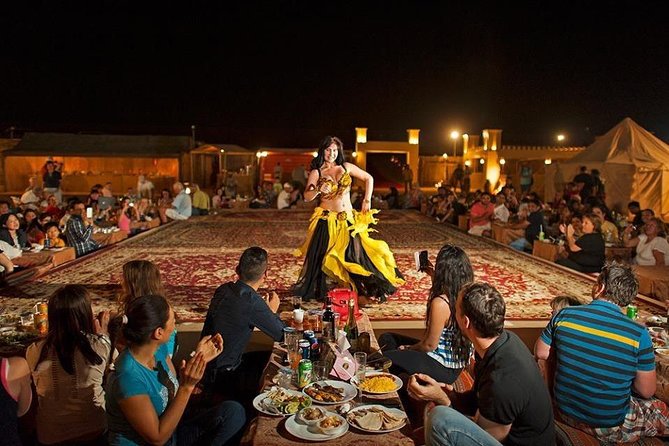 Red Dune Desert Safari with BBQ Dinner, Sand Boarding Dance Shows - Sunset before the camp lights
